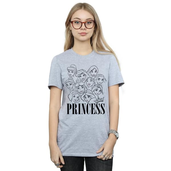 Disney Dam/dam Princess Multi Faces Boyfriend T-shirt i bomull