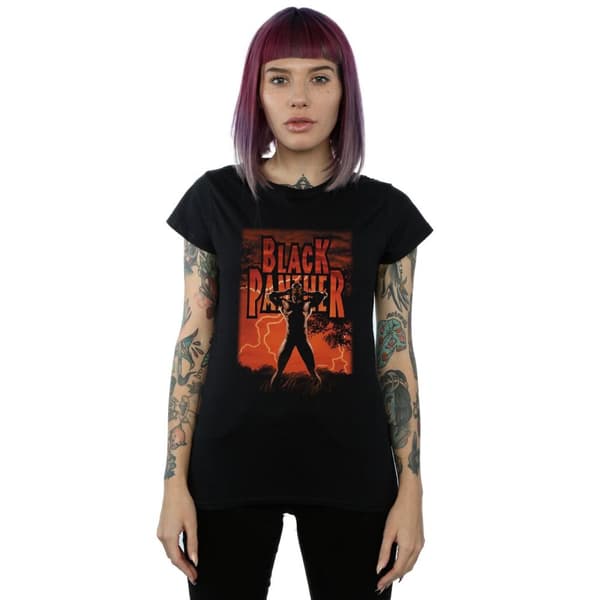 Marvel Womens/Ladies Black Panther Wakanda Lightning Cotton T-Shirt