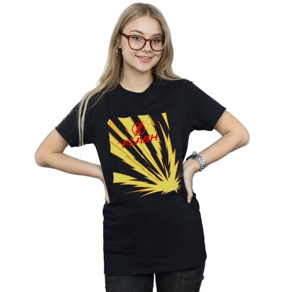 DC Comics Dam/Tjej The Flash Lightning Bolts Boyfriend T-shirt i bomull