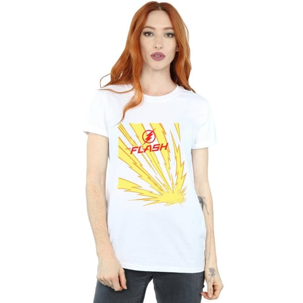 DC Comics Dam/Tjej The Flash Lightning Bolts Boyfriend T-shirt i bomull