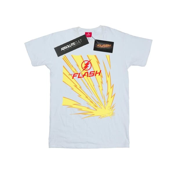 DC Comics Dam/Tjej The Flash Lightning Bolts Boyfriend T-shirt i bomull White XL