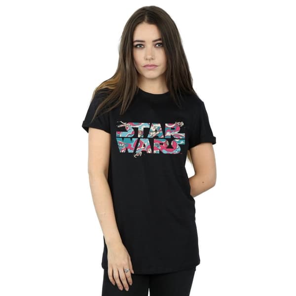 Star Wars Womens/Ladies Wavy Ship Logo Cotton Boyfriend T-Shirt