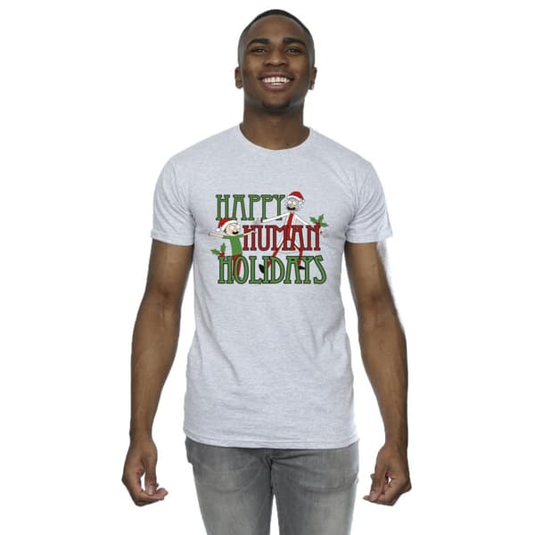 Rick And Morty Mens Happy Human Holidays T-Shirt