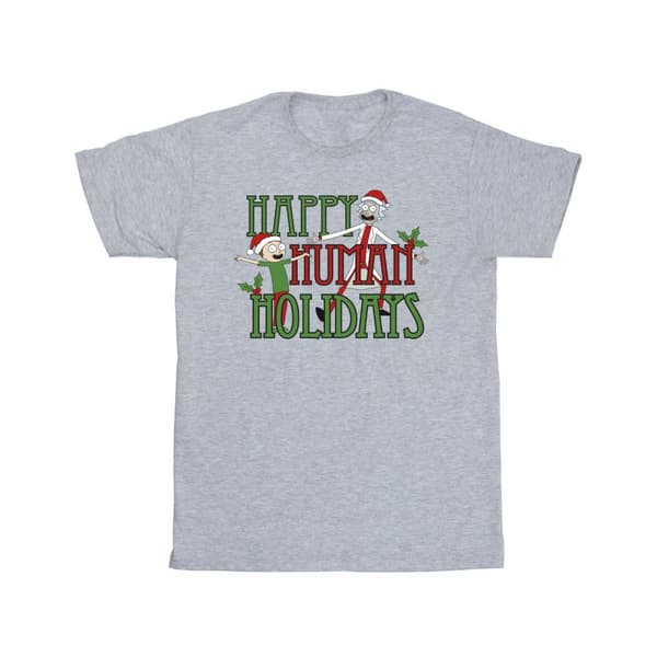 Rick And Morty Mens Happy Human Holidays T-Shirt