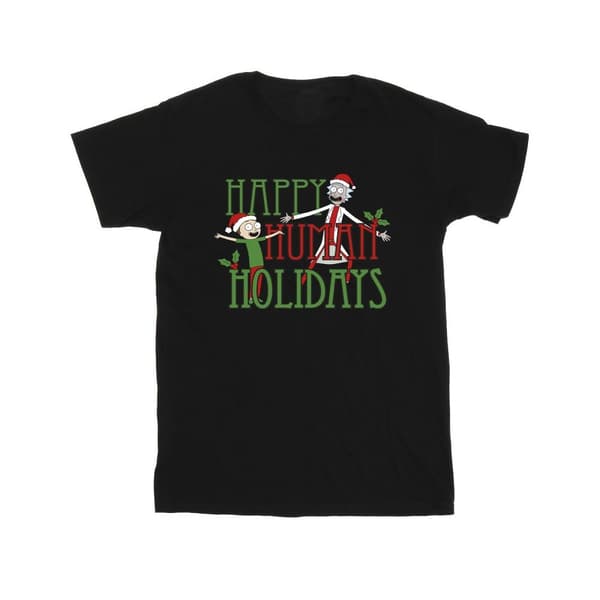 Rick And Morty Mens Happy Human Holidays T-Shirt