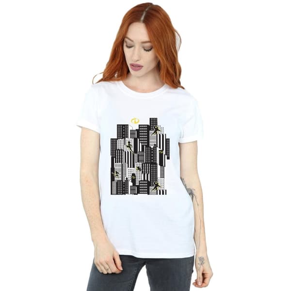 Disney Womens/Ladies The Incredibles Skyline Cotton Boyfriend T-Shirt