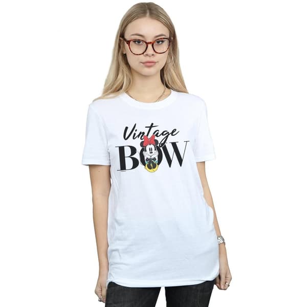 Disney Dam/Lady Minnie Mouse Vintage Bow Boyfriend T-shirt i bomull
