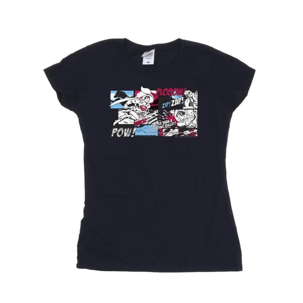 DC Comics Womens/Ladies Superman Comic Strip Cotton T-Shirt Navy Blue S