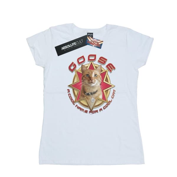 Marvel Dam/Tjej Captain Marvel Gås Cool Cat Bomulls-T-shirt
