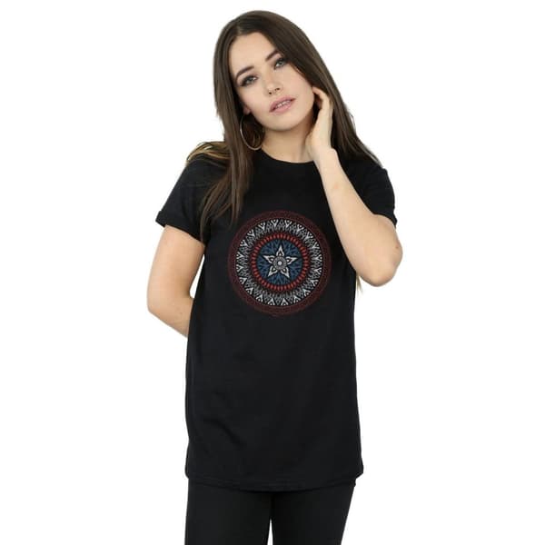 Marvel Womens/Ladies Captain America Ornamental Shield Cotton Boyfriend T-Shirt