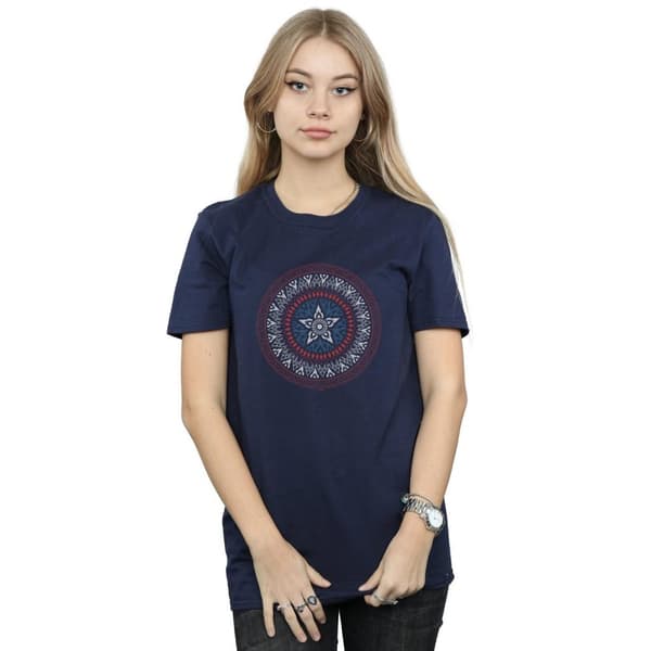 Marvel Womens/Ladies Captain America Ornamental Shield Cotton Boyfriend T-Shirt