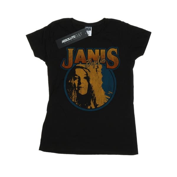 Janis Joplin Womens/Ladies Distressed Circle Cotton T-Shirt