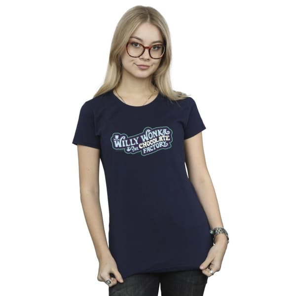 Willy Wonka Womens/Ladies Chocolate Factory Logo Cotton T-Shirt