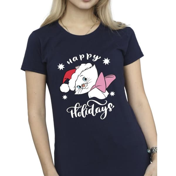 Disney Womens/Ladies The Aristocats Happy Holidays Cotton T-Shirt