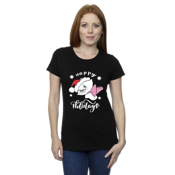 Disney Dam/Tjej The Aristocats Happy Holidays T-shirt i bomull
