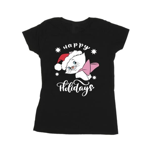 Disney Dam/Tjej The Aristocats Happy Holidays T-shirt i bomull