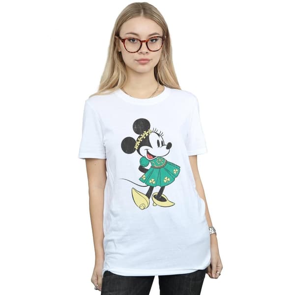 Disney Womens/Ladies Minnie Mouse St Patrick´s Day Costume Cotton Boyfriend T-Shirt