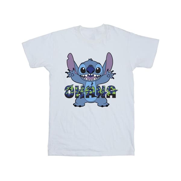Disney Mens Lilo And Stitch Ohana Blue Glitch T-Shirt