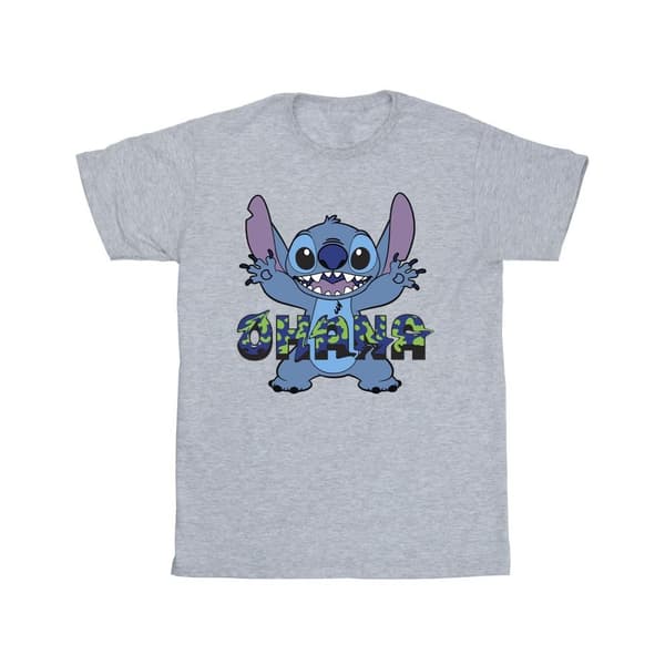 Disney Mens Lilo And Stitch Ohana Blue Glitch T-Shirt