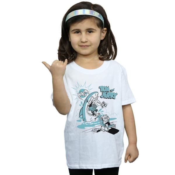 Tom And Jerry Girls Summer Shark Cotton T-Shirt