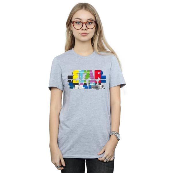 Star Wars Pojkvänst-shirt i bomull med logotyp för testkort för damer/damer