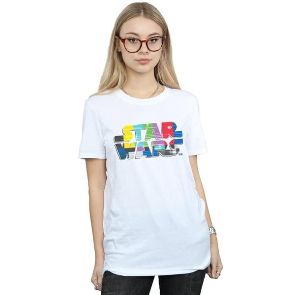 Star Wars Pojkvänst-shirt i bomull med logotyp för testkort för damer/damer