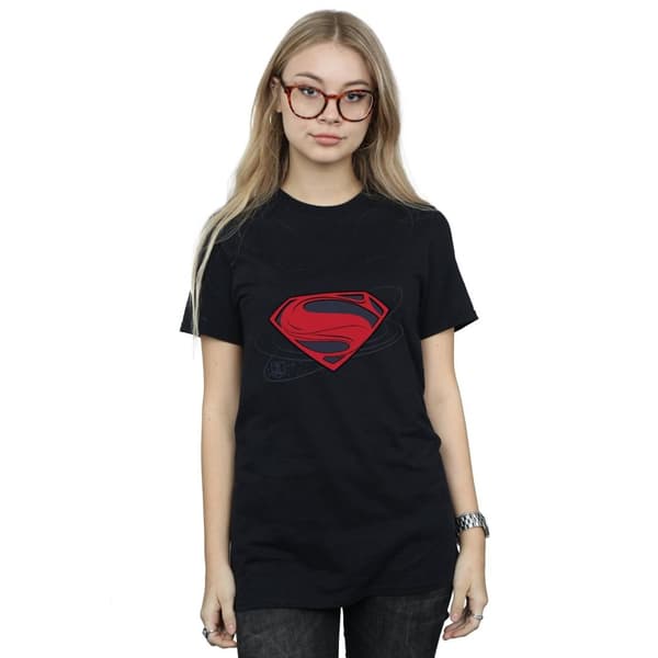 DC Comics Womens/Ladies Justice League Movie Superman Logo Cotton Boyfriend T-Shirt