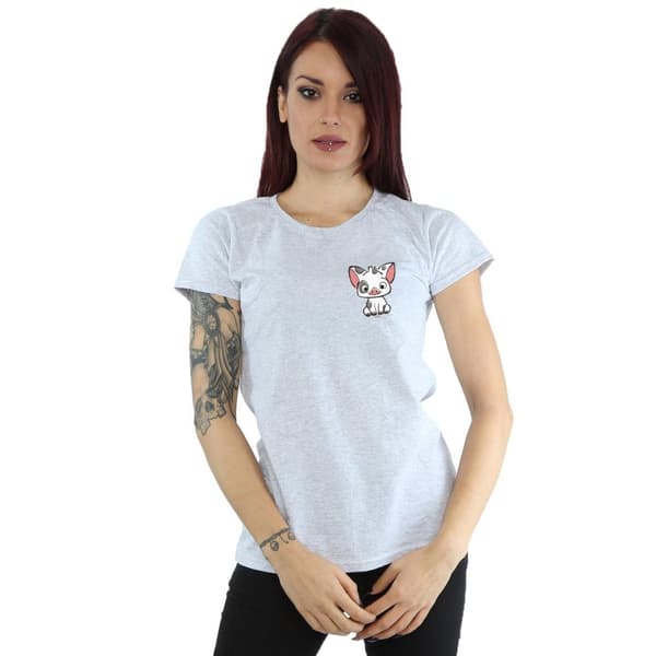 Disney Womens/Ladies Moana Pua The Pig Breast Print Cotton T-Shirt