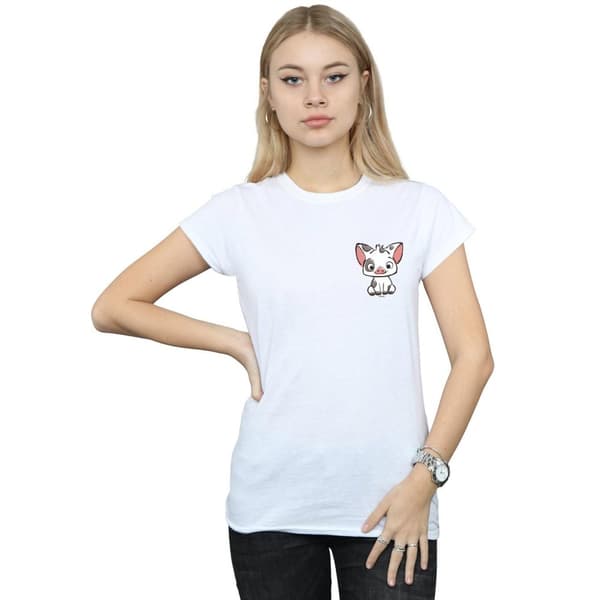 Disney Womens/Ladies Moana Pua The Pig Breast Print Cotton T-Shirt