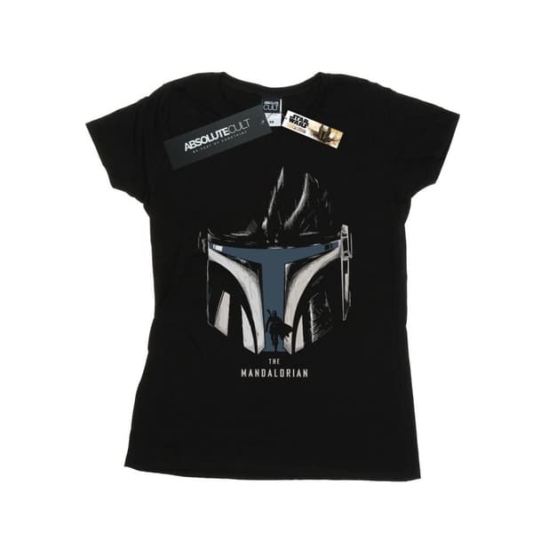 Star Wars Womens/Ladies The Mandalorian Helmet Silhouette Cotton T-Shirt