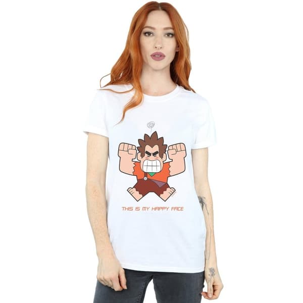 Disney Dam/Tjej Wreck It Ralph Happy Face Boyfriend T-shirt i bomull