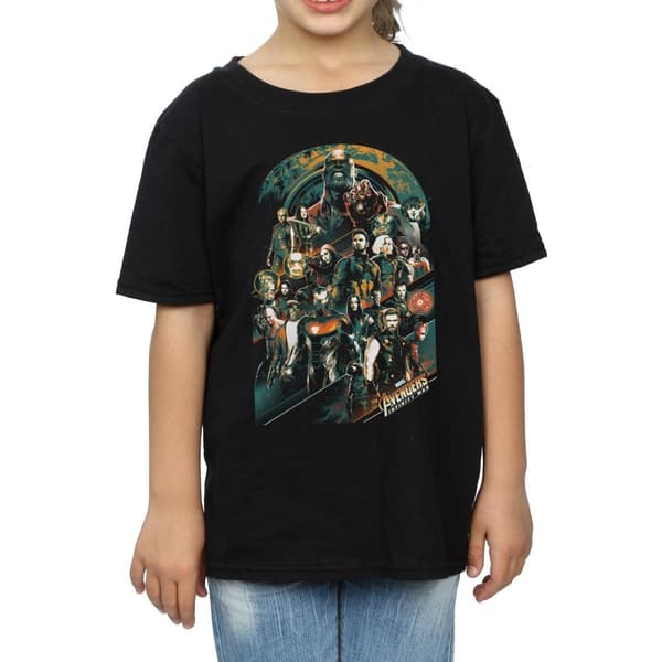 Marvel T-shirt i bomull med Avengers Infinity War-team för flickor