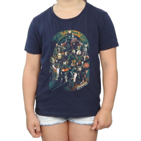 Marvel T-shirt i bomull med Avengers Infinity War-team för flickor