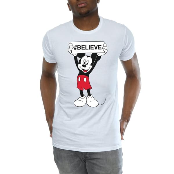 Disney Mens Mickey MouseBelieve T-shirt
