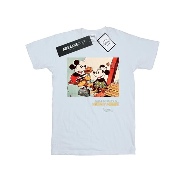 Disney Womens/Ladies Mickey Mouse Building A Building Cotton Boyfriend T-Shirt