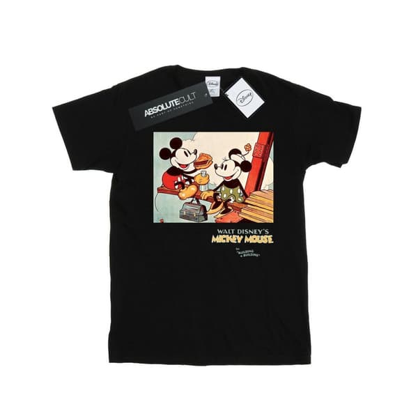 Disney Womens/Ladies Mickey Mouse Building A Building Cotton Boyfriend T-Shirt