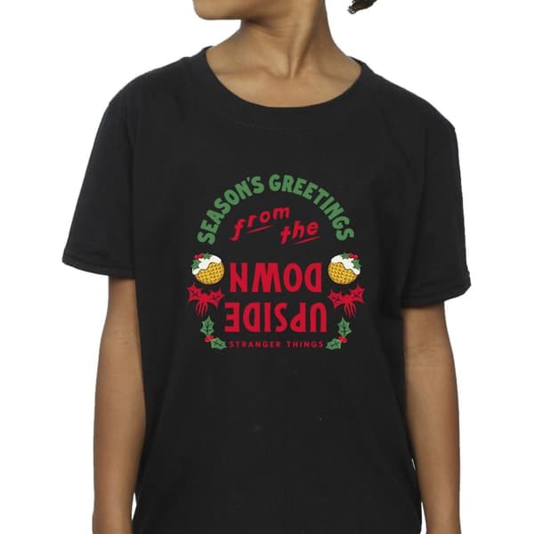 Netflix Stranger Things Upside Down Seasons Greetings - bomulls-T-shirt för flickor