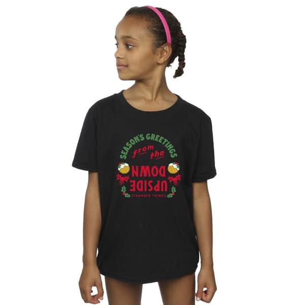 Netflix Stranger Things Upside Down Seasons Greetings - bomulls-T-shirt för flickor