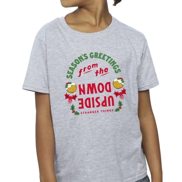 Netflix Stranger Things Upside Down Seasons Greetings - bomulls-T-shirt för flickor