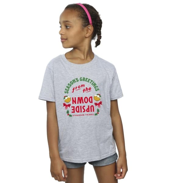 Netflix Stranger Things Upside Down Seasons Greetings - bomulls-T-shirt för flickor
