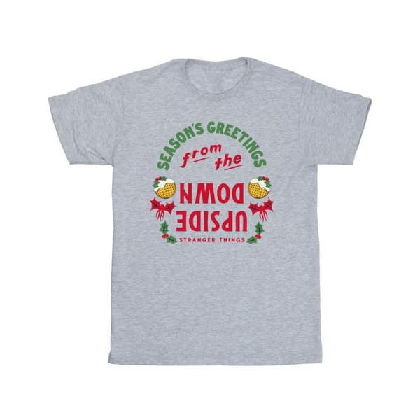Netflix Stranger Things Upside Down Seasons Greetings - bomulls-T-shirt för flickor