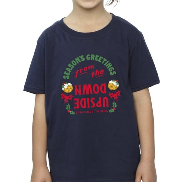 Netflix Stranger Things Upside Down Seasons Greetings - bomulls-T-shirt för flickor