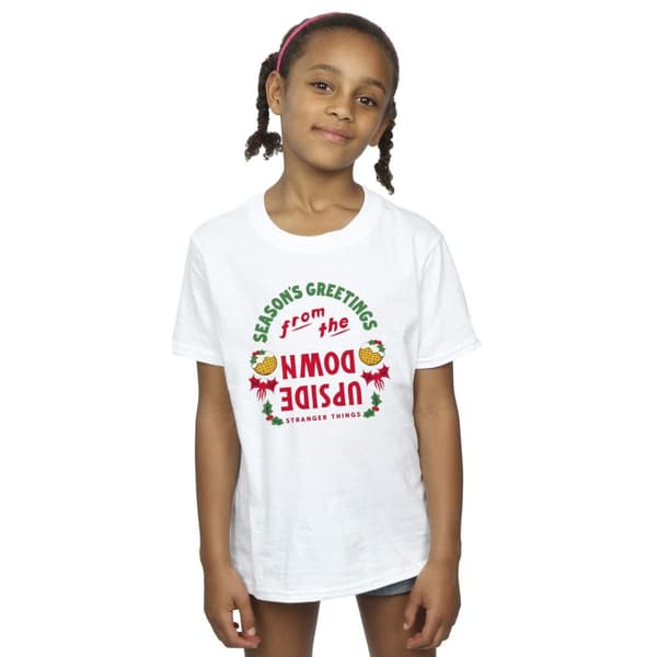 Netflix Stranger Things Upside Down Seasons Greetings - bomulls-T-shirt för flickor