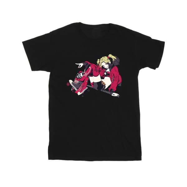 DC Comics Girls Harley Quinn Rollerskates Cotton T-Shirt