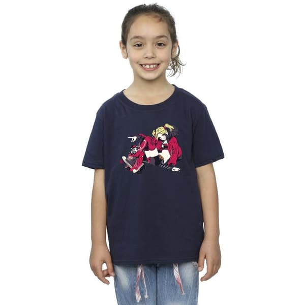DC Comics Girls Harley Quinn Rollerskates Cotton T-Shirt