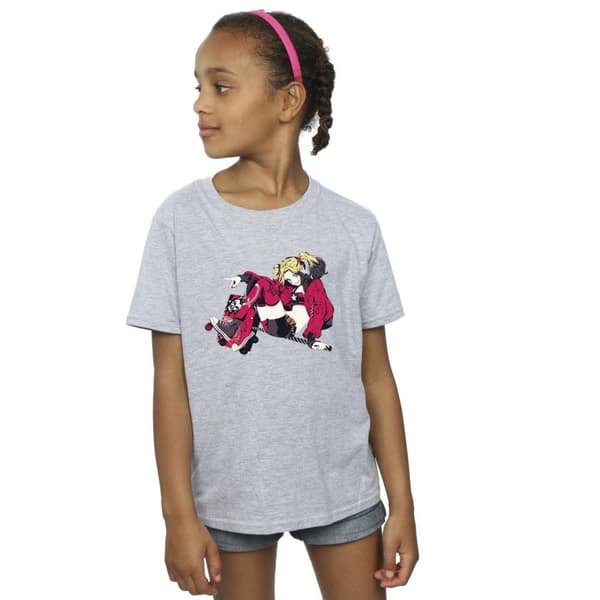 DC Comics Harley Quinn Rollerskates T-shirt i bomull för flickor