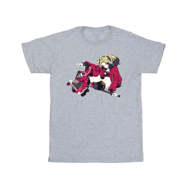 DC Comics Harley Quinn Rollerskates T-shirt i bomull för flickor