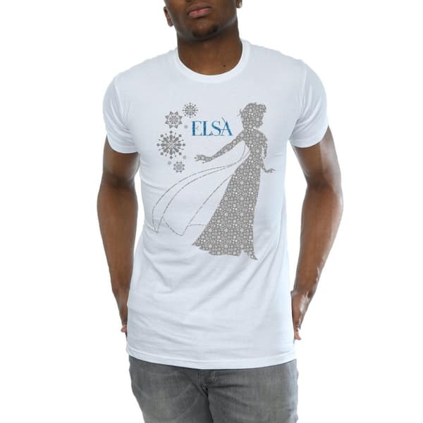 Disney Mens Frozen Elsa Christmas Silhouette T-Shirt