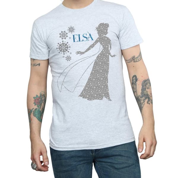 Disney Mens Frozen Elsa Christmas Silhouette T-Shirt