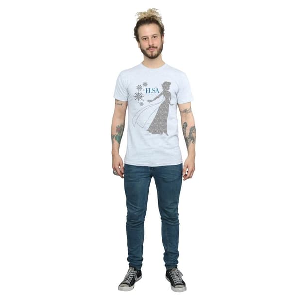 Disney Mens Frozen Elsa Christmas Silhouette T-Shirt